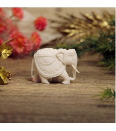 Handicrafts Paradise Resin Elephant with Carving 2.5 X 1.25 X 2 Inch